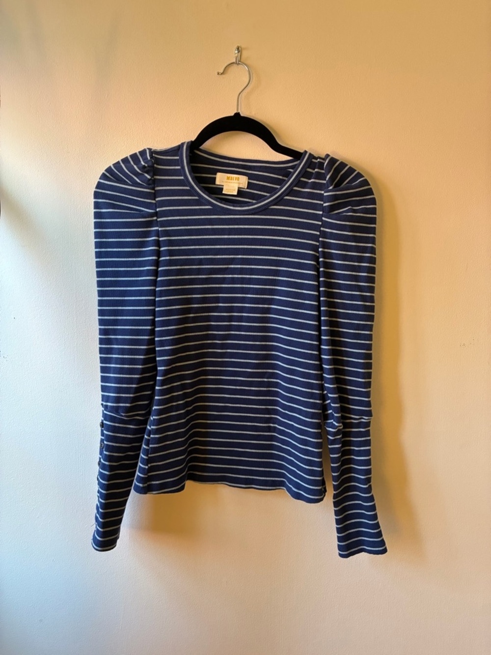 Maeve Navy & Light Blue Striped Knit Top